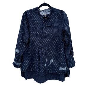 Magnolia Pearl Midnight Blue Blouse with White Dots